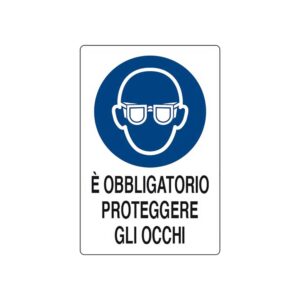 Cartello polionda 60x40 cm. "OBBLIGATORIO PROTEGGERE GLI OCCHI"
